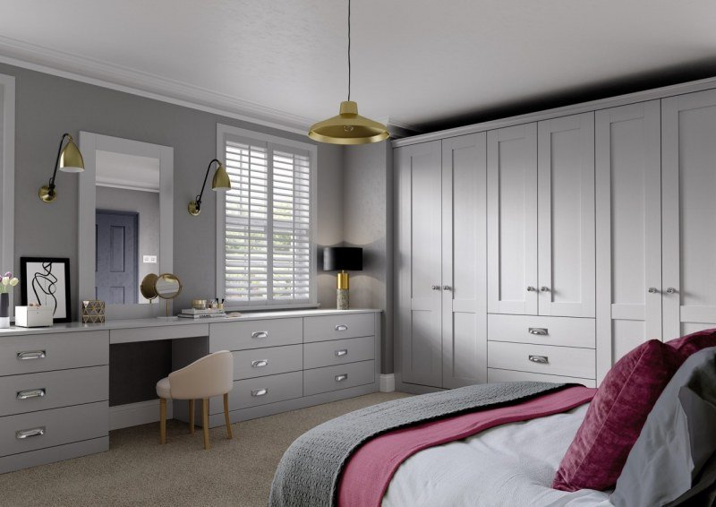 Fenwick light grey shaker wardrobes - Trade Bedroom Supplier Manchester