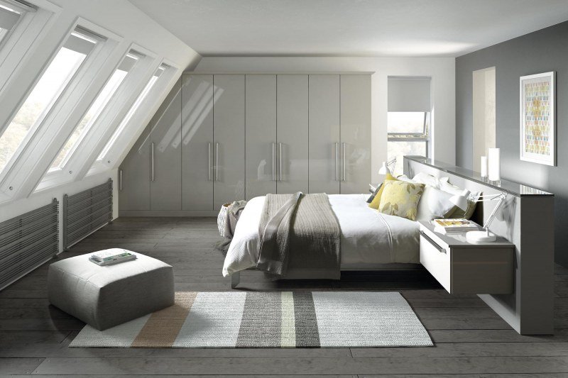 Phoenix Gloss Light Grey Fitted Bedroom Furniture