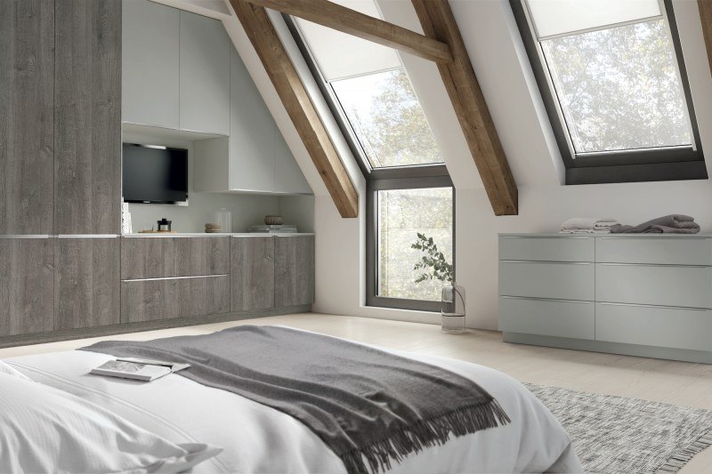 Vaasa Grey Whiteriver Oak & Light Grey Fitted Bedroom