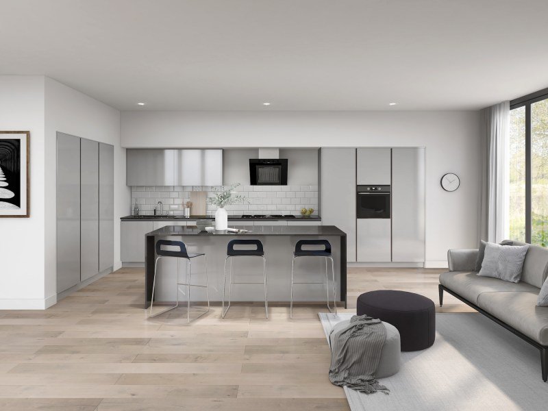 O&S Phoenix Gloss Light Grey Kitchen