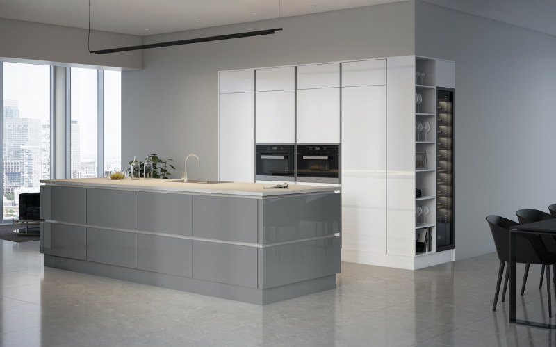 O&S Phoenix Gloss Dust Grey kitchen