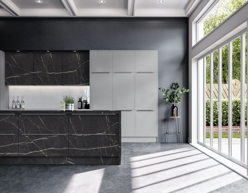 O&S Soho Black Pietra Grigria & Light Grey Kitchen