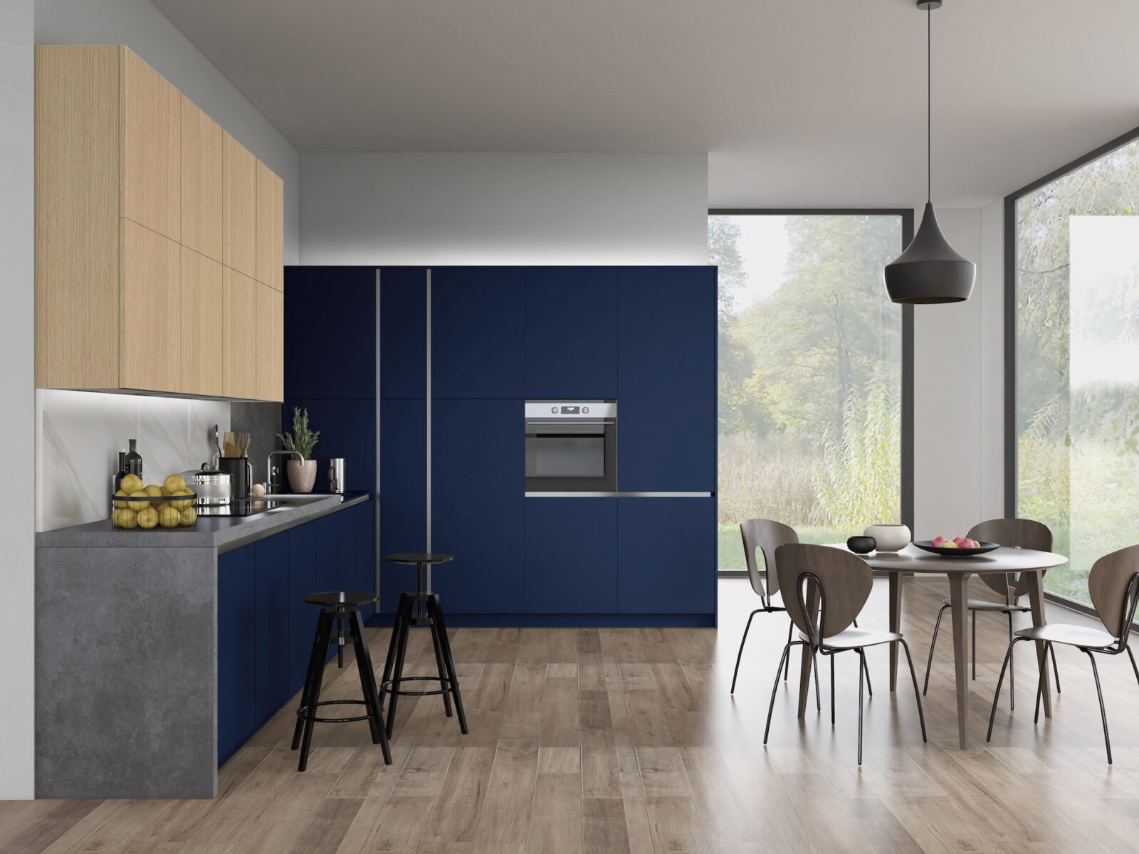 O&S Vaasa Indigo Blue & Kaiserberg Oak Kitchen