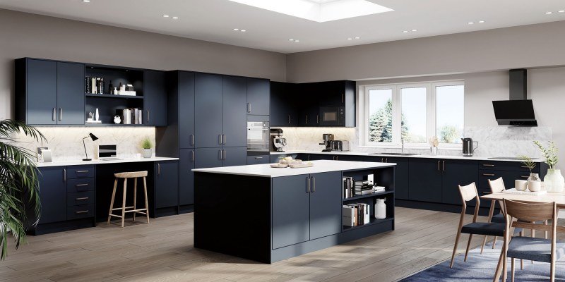 Indigo Vivo Slab Matt Kitchen Doors
