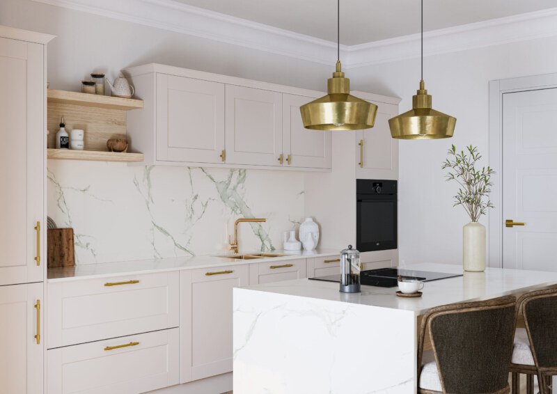 PWS Belsay Smooth Shaker in Cashmere from SJB Trade Kitchens. DIY Kitchen Specialist