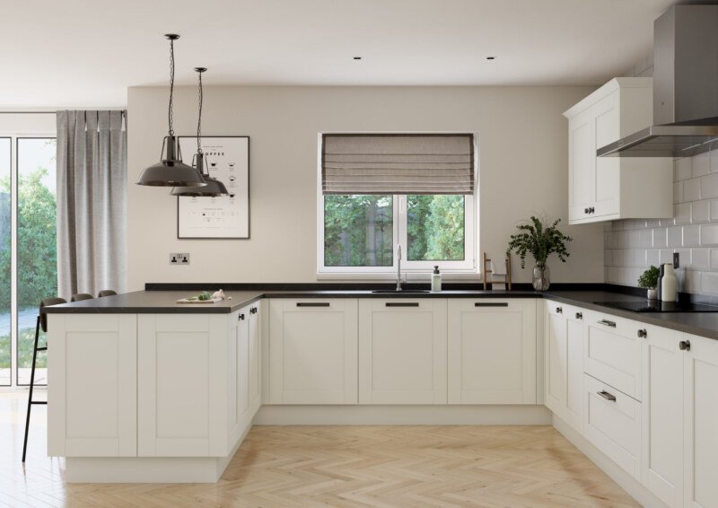 PWS Belsay Smooth Shaker in Porcelain from SJB Trade Kitchens. DIY Kitchen Specialist