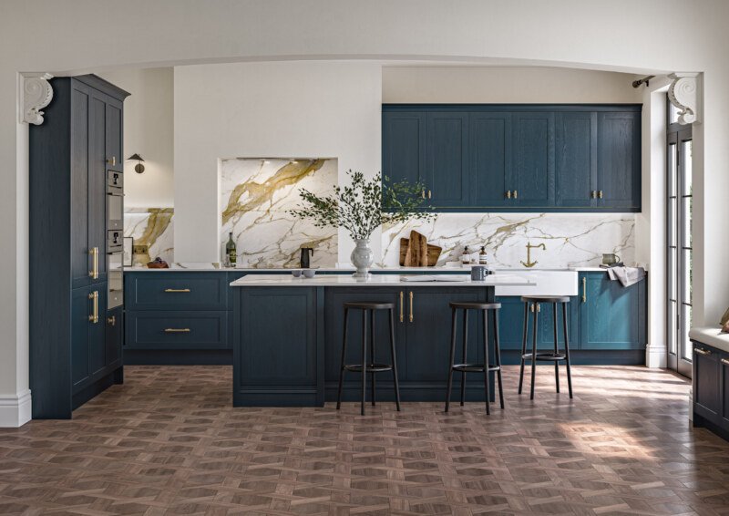 PWS Crathorne Hartforth Blue Shaker from SJB Trade Kitchens. DIY Kitchen Specialist.