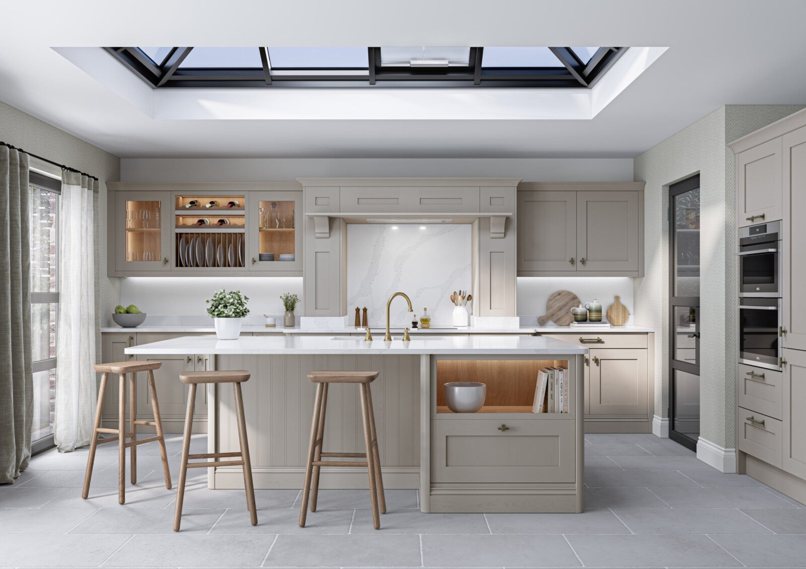 PWS Mornington Shaker Kitchen in Stone. Available from SJB Trade Kitchens. DIY Kitchen Specialist.