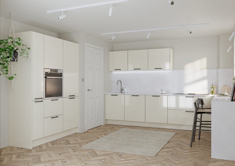 PWS Porter Gloss Taupe kitchen doors available from SJB Trade Kitchens. DIY Kitchen Supplier